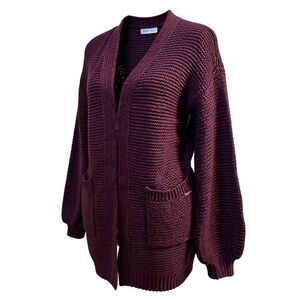 ABERCROMBIE AND FITCH Slouchy Comfy Oversized Wine Cardigan Size XS NWT